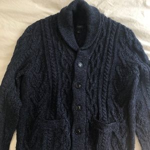 J Crew Cable Knit Shawl Collar Cardigan, navy - M